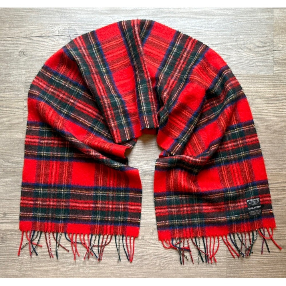 Brooks Brothers Royal Stewart Tartan Plaid Scarf 70% Cashmere 30% Wool Scotland